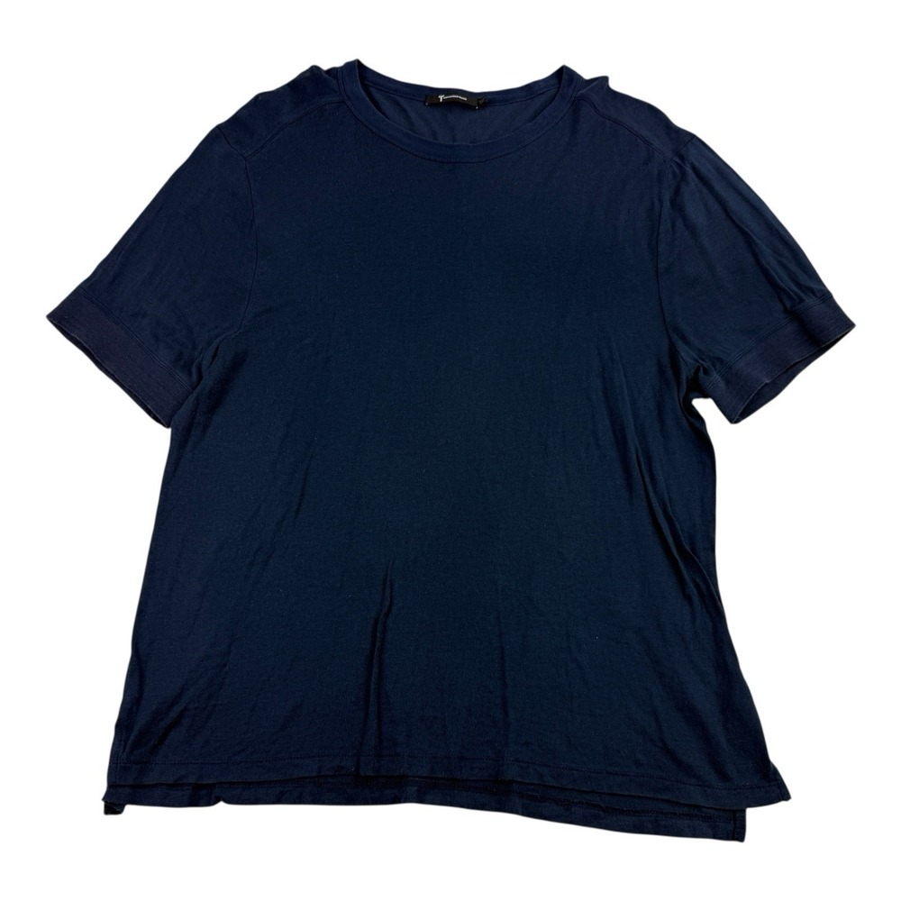 T Alexander Wang Blue Silk Cotton Short Sleeve T-Shirt Men's Size Large - Picture 2 of 6